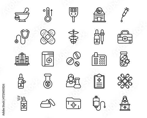 Pharmacy Line Vector Icons