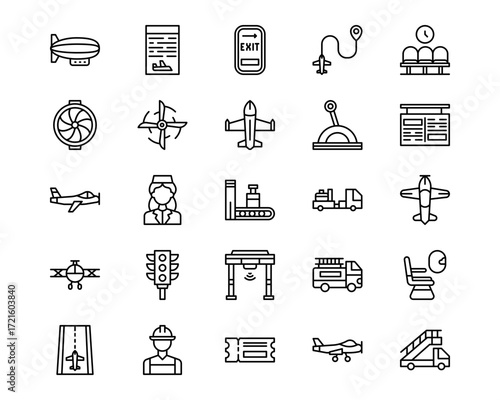 Aviation Line Vector Icons