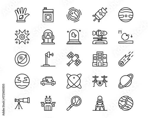 Space Technology Line Vector Icons