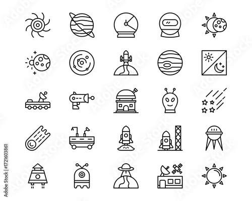 Space Technology Line Vector Icons