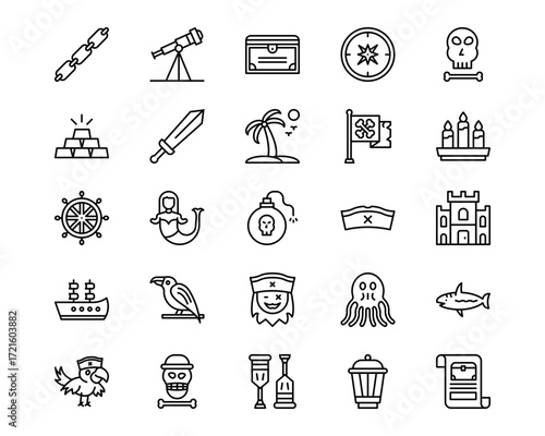 Pirate Line Vector Icons