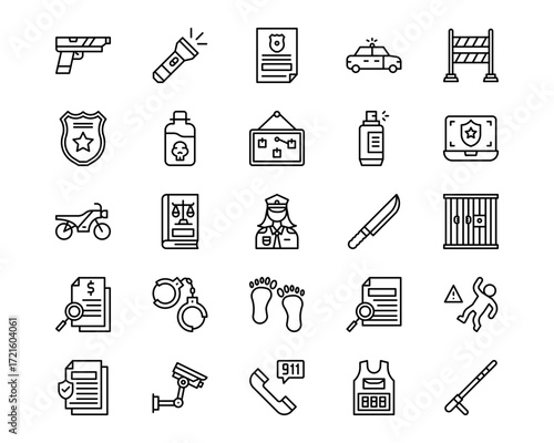 Police Line Vector Icons