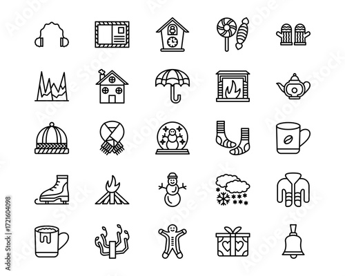 Winter Line Vector Icons