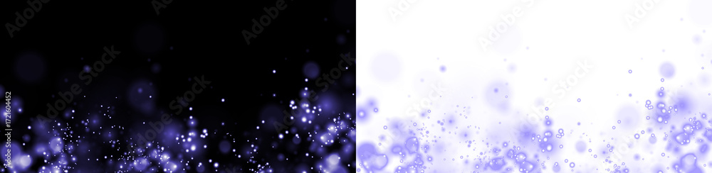 Obraz premium Purple bokeh overlay with soft focus on black and white backgrounds, creating a dreamy atmosphere for design projects and enhancing visual storytelling with copy space