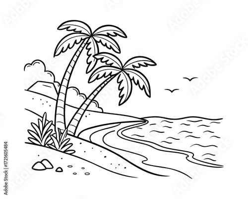 "Beautiful Sandy Beach with Ocean Waves under Sky"