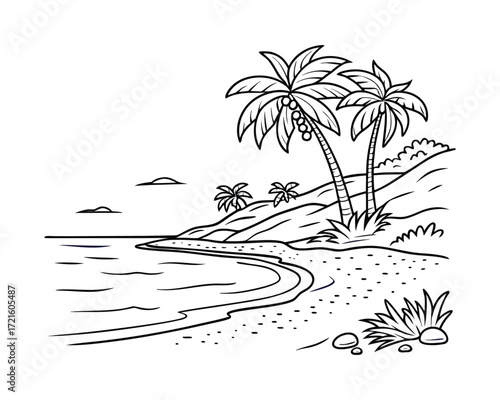 "Beautiful Sandy Beach with Ocean Waves under Sky"