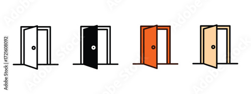 Open door icon vector. possibilities and choices symbol. vector illustration.