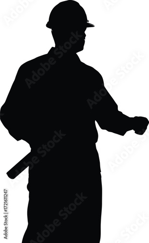 Bold construction worker silhouette ready for any building or demolition project, ideal for safety campaigns