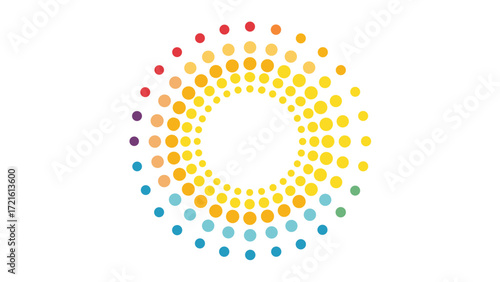 Colorful circular arrangement of dots in a radial pattern on a white background vector illustration