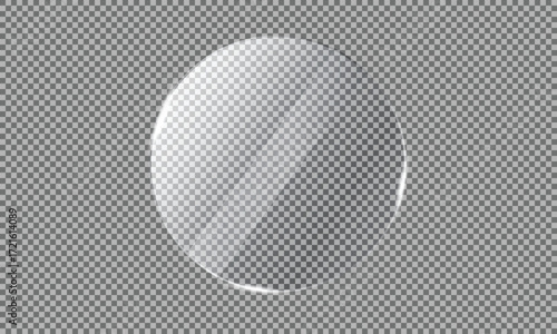 Realistic Transparent Round Glass Element with Soft Light Reflection | Circular Clear Acrylic UI Overlay for Display, Product Mockup, or Web Design