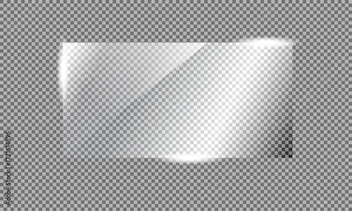 Transparent Glass Sheet with Glossy Light Reflection | Realistic Clear Acrylic Rectangle UI Element for Product Mockup, App Interface, or Display Design