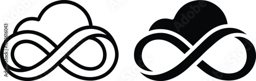 Cloud infinity icon, unlimited storage symbol, cloud computing endless concept
