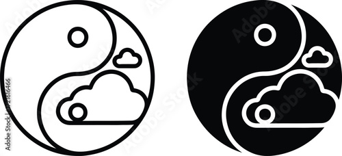 Cloud Yin Yang Icon, Balance Harmony Symbol