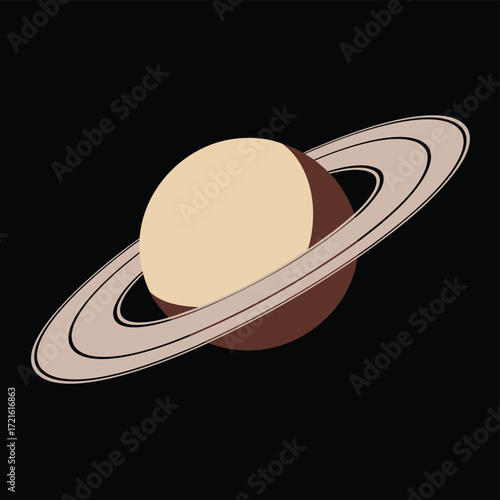 Stylized saturn planet with prominent rings against a black background