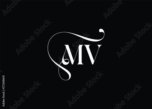 MV Logo Design Vector. Elegant Monogram Logo Design