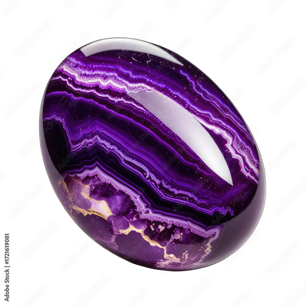 Fototapeta premium Oval purple gemstone with swirling patterns