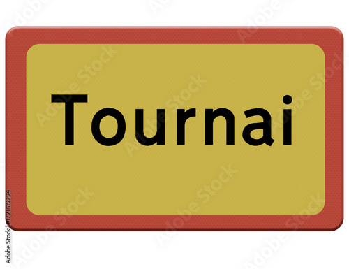 Digital composite

Road sign for the city of  Tournai

naambord, name, place, Doornik
