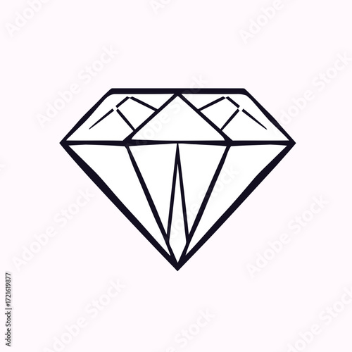 Luxury crystal diamond vector icon with a shiny gemstone on a white background