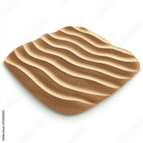 Light Brown Sand Pile with Wave Pattern Texture on White Background
