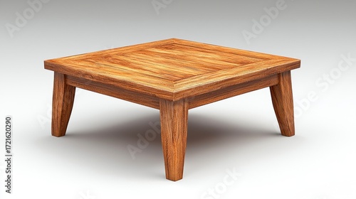 Light Brown Square Wooden Coffee Table on Neutral Background