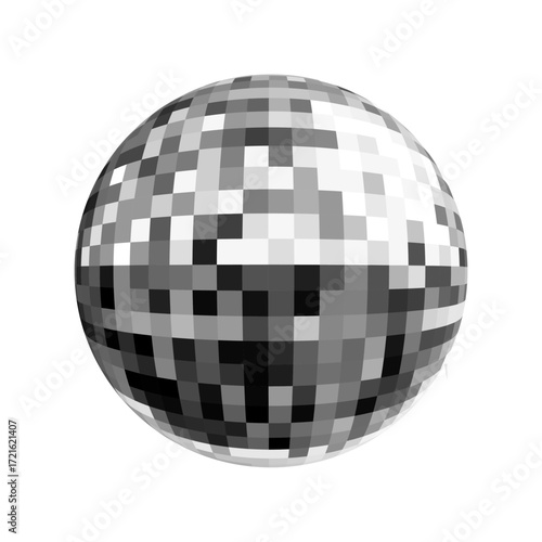 3d Disco Lamp Party Ball Vector Illustration Grayscale Color