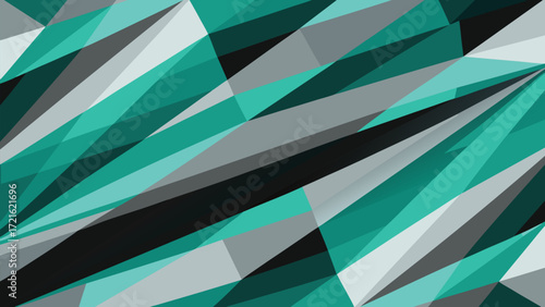 Geometric Abstract Background with Teal, Gray, and Black Sharp Angles vector illustration