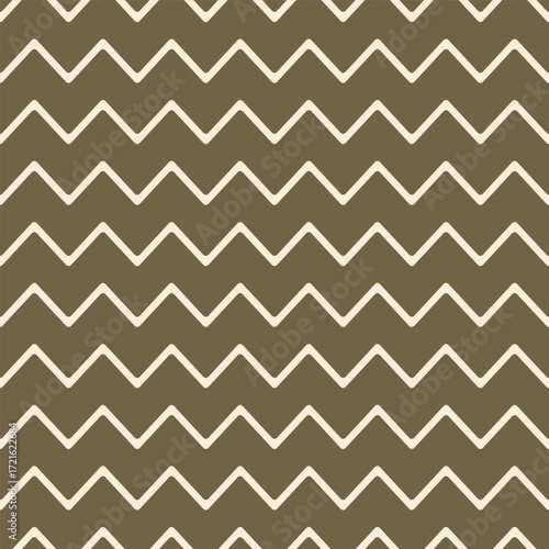 Cream rounded zigzag lines over a deep olive background in a seamless pattern. Ideal for natural, earthy, and minimal designs for both print and digital use.