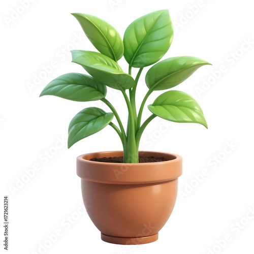 Charming 3D Plant Pot with Fresh Green Leaves