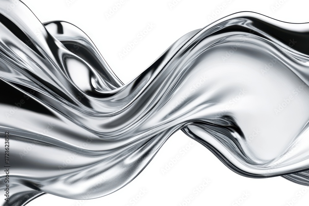 Obraz premium Silver Abstract Wave Fabric Texture with Metallic Shine for Luxury Backgrounds and Modern Design