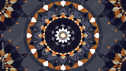 Intricate Circular Mandala Pattern with Floral and Geometric Elements abstract