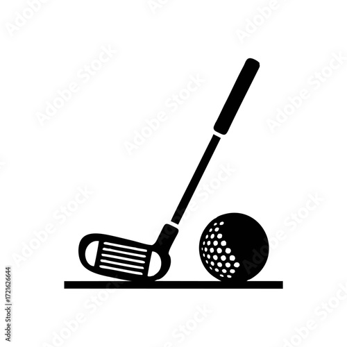 Icon of a golf club and ball on a tee, representing the sport of golf and leisure activities