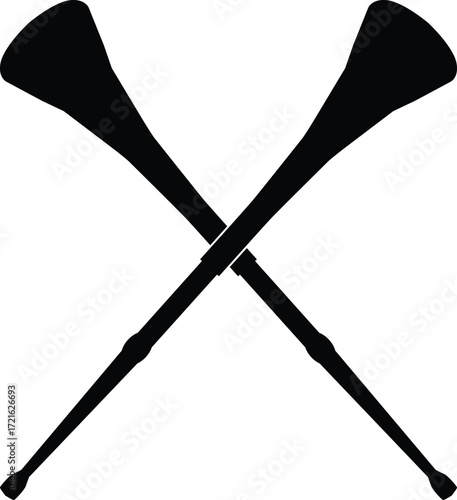 Crossed vuvuzelas icon. Sports fan horns for football and celebration symbol. Two crossed vuvuzela sign. flat style.