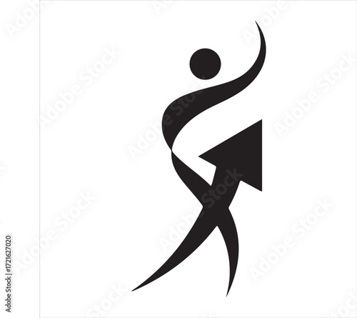 Minimalist Human Logo with Arrow