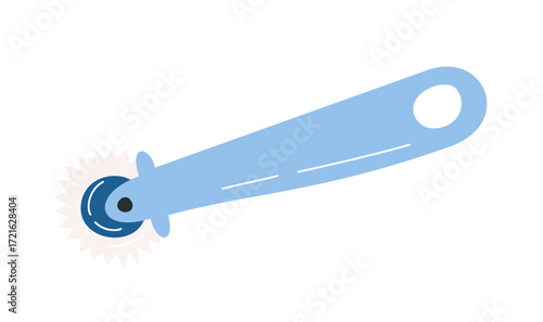 Hand drawn vector illustration of tracing wheel in cartoon flat style. Essential tool for transferring patterns in tailoring, sewing, and dressmaking.