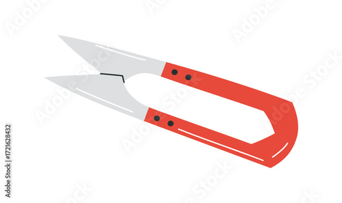 Hand drawn vector illustration of thread snips in cartoon flat style. Essential cutting tool for sewing, embroidery, and crafting projects