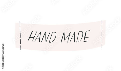 Hand drawn vector illustration of handmade label in cartoon flat style. Perfect for branding clothing, accessories, and artisan products.