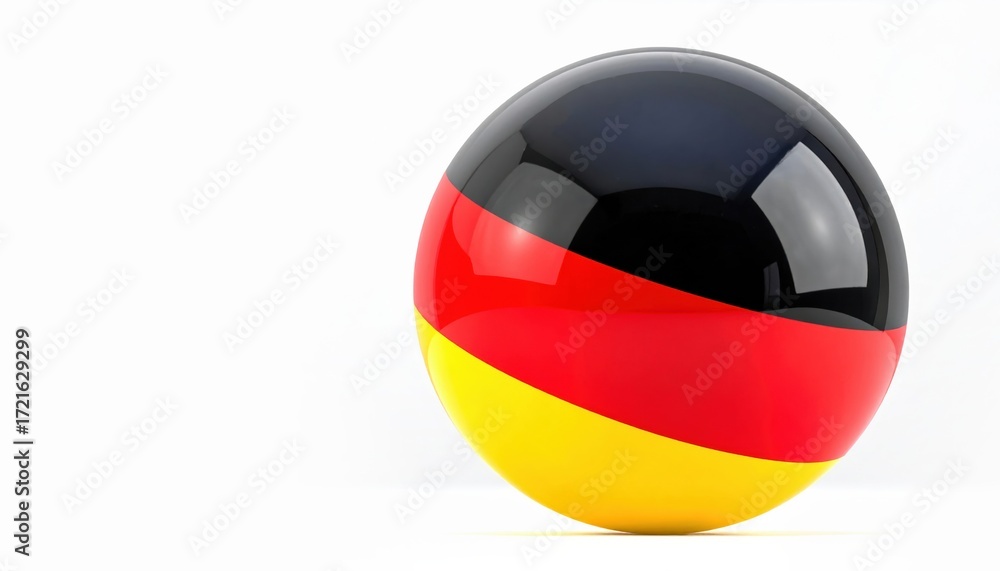 Naklejka premium Spherical german flag with black, red, and yellow sections on white background