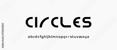 Modern Rounded Font. Editable vector alphabet a-z. Sans Serif lettering. Perfect for any graphic design project. Rounded typography. Font for Movie, Business, technology, and any other needs 	
