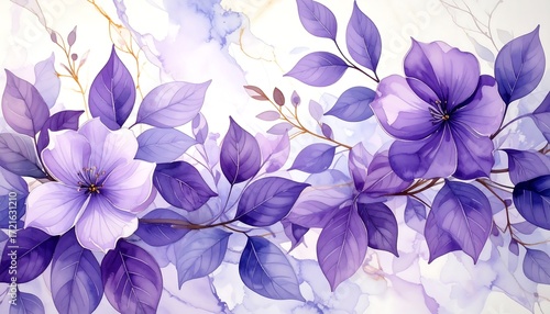 Delicate floral design on marble background