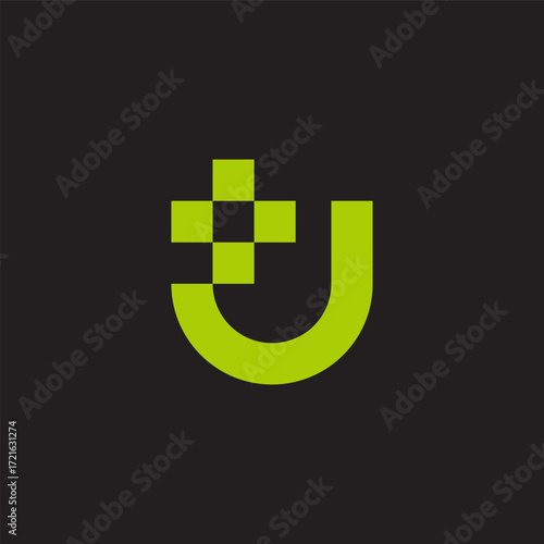 letter j plus green medical simple logo vector