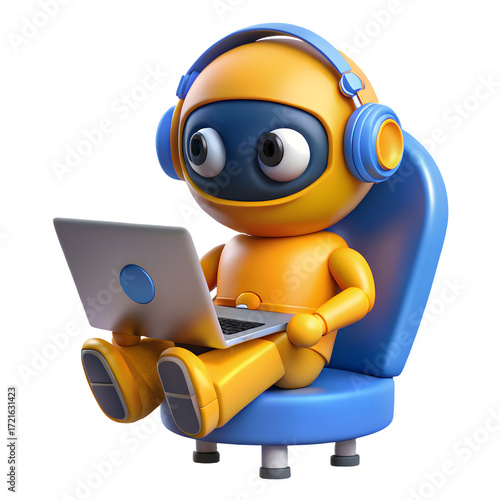 AI Robot 3D Charector in Transparent Backgorund