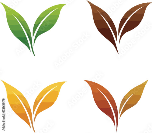 Four pairs of leaves in different seasonal colors