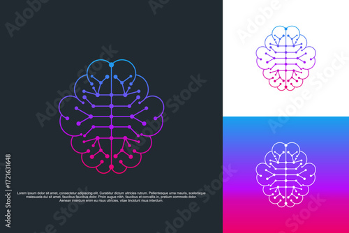 brain logotypes concept. Logo for science innovation, machine 