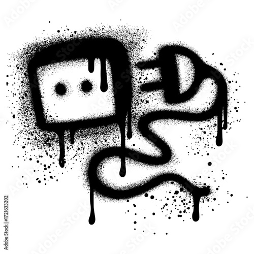 Electric Plug and Socket unplug disconnection, loss of connect in graffiti style