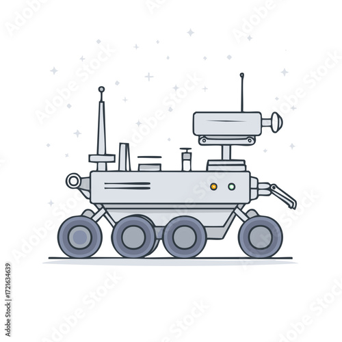 Advanced space exploration rover with antenna and camera for planetary discovery