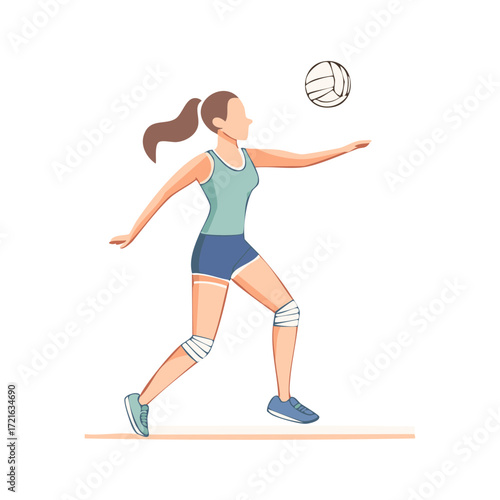 Athletic woman in sportswear serving a volleyball vector illustration