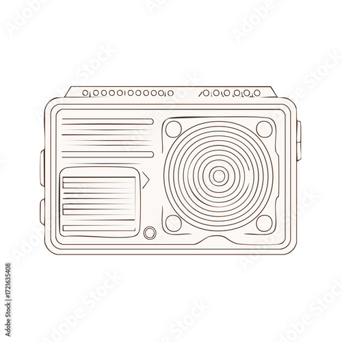 Retro Boombox Outline Illustration Vintage Portable Radio Cassette Player Music Sound Icon