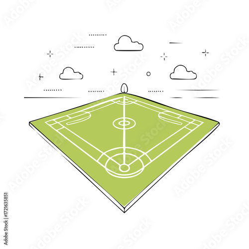 Stylized baseball diamond illustration in a simple doodle sketch style for sports concepts