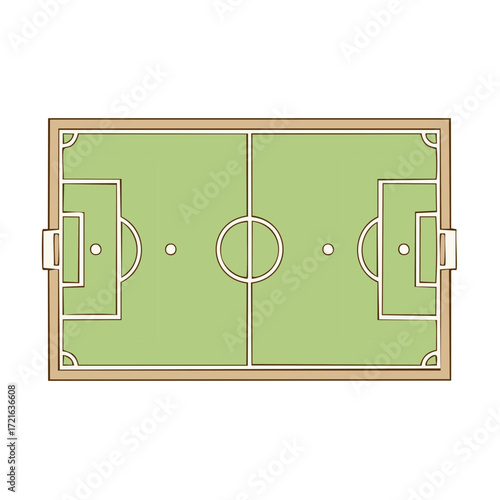 Top View Illustration of a Soccer Field with Goals and Center Circle