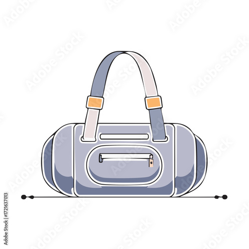 Modern cartoon duffel bag illustration for gym, travel, and sports accessories